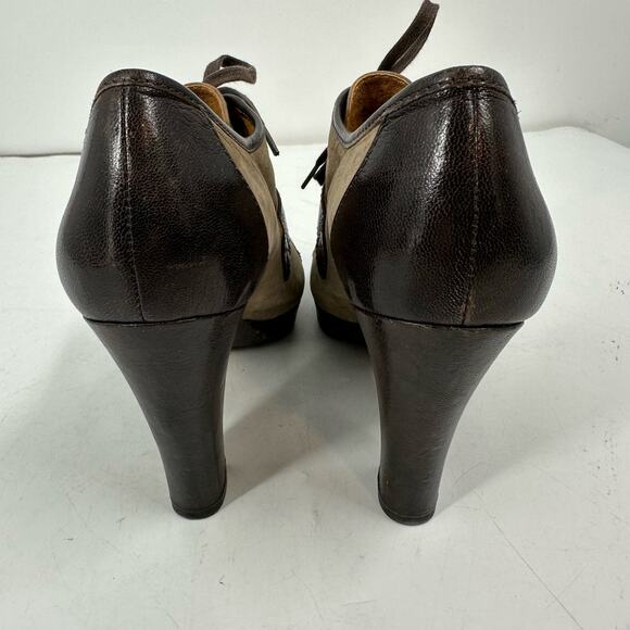 Anthropologie Naya Kasha Brown Leather Open Toe Lace Up Buckle Strap Heels sz 9‎ - Picture 3 of 10